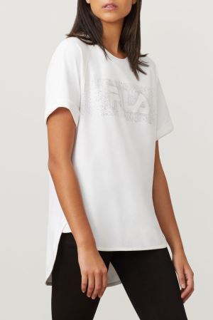 FILA Milano Cotton Tee Shirts White,Womens Clothing | CA.HCNMPV168